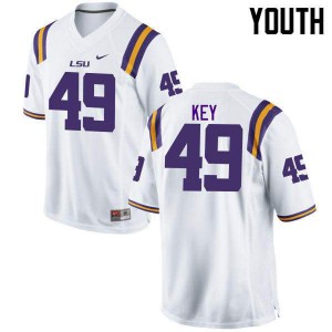 Youth LSU Tigers Arden Key #49 Stitched White Jerseys 795502-500