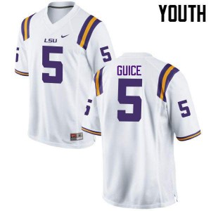 Youth LSU Tigers Derrius Guice #5 White Player Jerseys 477532-118