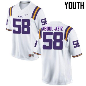 Youth LSU Tigers Jibrail Abdul-Aziz #58 White Official Jerseys 860837-134