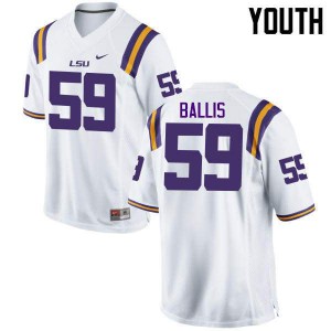 Youth LSU Tigers John Ballis #59 White Official Jerseys 238307-704