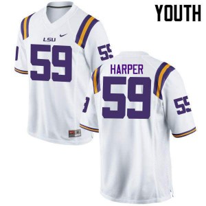 Youth LSU Tigers Jordan Harper #59 NCAA White Jersey 379930-122
