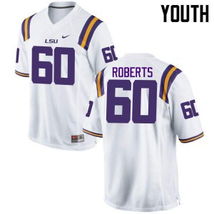 Youth LSU Tigers Marcus Roberts #60 White Stitched Jersey 410735-344