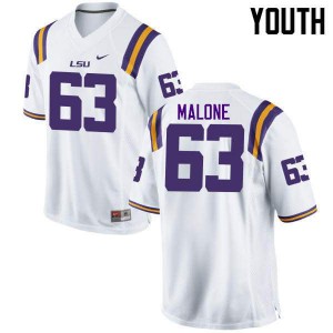 Youth LSU Tigers K.J. Malone #63 White Embroidery Jersey 636711-885