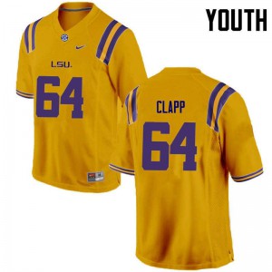 Youth LSU Tigers William Clapp #64 NCAA Gold Jerseys 518801-117