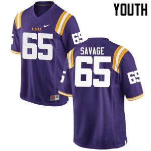 Youth LSU Tigers Jakori Savage #65 High School Purple Jerseys 757690-159