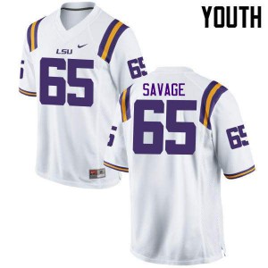 Youth LSU Tigers Jakori Savage #65 University White Jersey 265618-487
