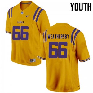 Youth LSU Tigers Toby Weathersby #66 Football Gold Jerseys 807389-927
