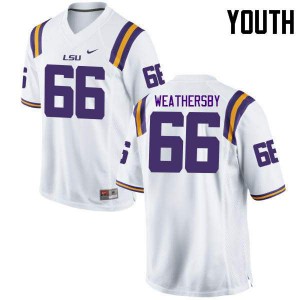 Youth LSU Tigers Toby Weathersby #66 White Alumni Jersey 122029-502