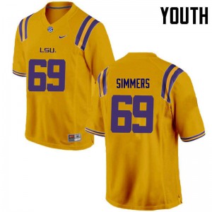 Youth LSU Tigers Turner Simmers #69 Stitch Gold Jerseys 647733-186