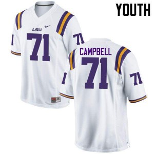 Youth LSU Tigers Donavaughn Campbell #71 University White Jersey 791260-770