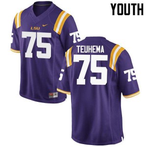 Youth LSU Tigers Maea Teuhema #75 Stitched Purple Jerseys 456140-842