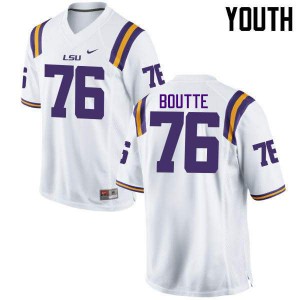 Youth LSU Tigers Josh Boutte #76 Stitch White Jerseys 507951-207