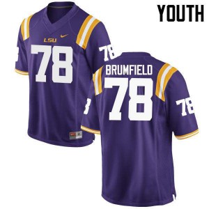 Youth LSU Tigers Garrett Brumfield #78 Purple Stitch Jerseys 476425-832