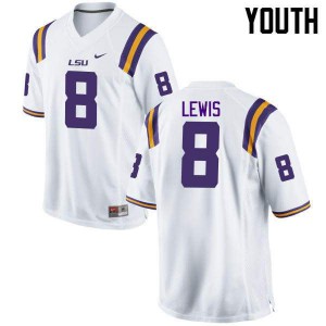 Youth LSU Tigers Caleb Lewis #8 Stitched White Jerseys 655122-815