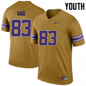 Youth LSU Tigers Russell Gage #83 Embroidery Legend Gold Jerseys 309511-995