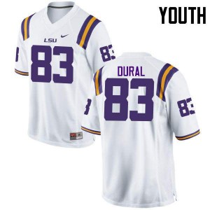 Youth LSU Tigers Travin Dural #83 Embroidery White Jersey 693065-940