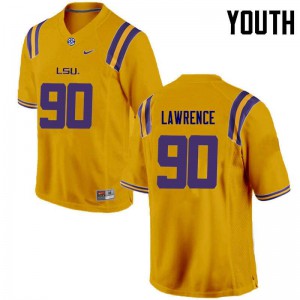 Youth LSU Tigers Rashard Lawrence #90 Official Gold Jerseys 864099-826