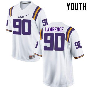 Youth LSU Tigers Rashard Lawrence #90 White Embroidery Jerseys 415748-555
