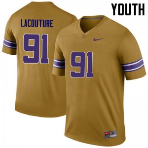Youth LSU Tigers Christian LaCouture #91 Gold Stitch Legend Jerseys 139190-154