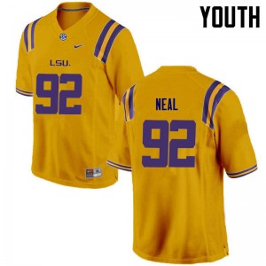 Youth LSU Tigers Lewis Neal #92 Gold High School Jerseys 957955-257
