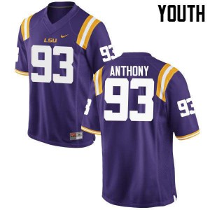 Youth LSU Tigers Andre Anthony #93 Stitch Purple Jersey 829213-451