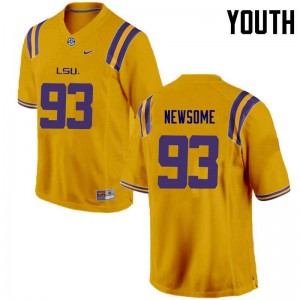 Youth LSU Tigers Seth Newsome #93 Gold Stitch Jersey 599679-864