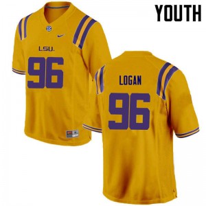 Youth LSU Tigers Glen Logan #96 Gold Embroidery Jersey 770792-160