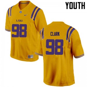 Youth LSU Tigers Deondre Clark #98 Gold Embroidery Jersey 573152-627